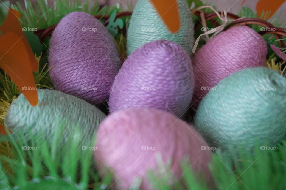 Jute twine eggs, Easter decor 