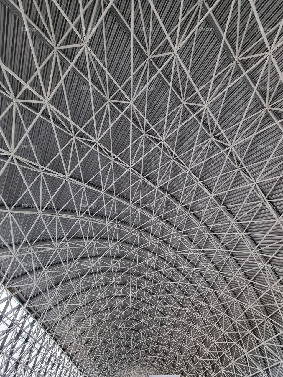 Close-up of structure of airport roof