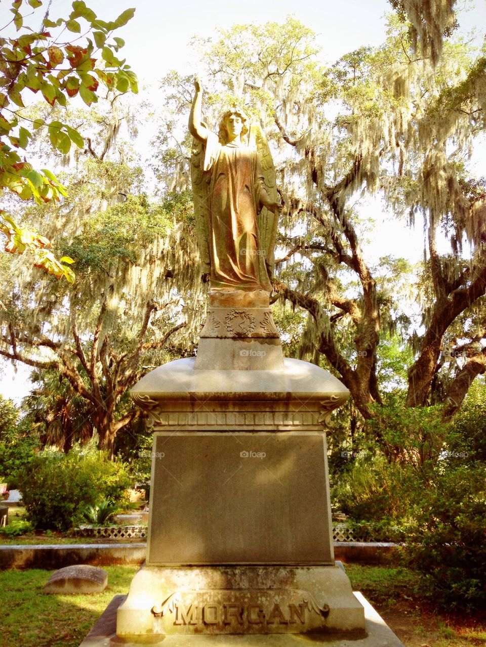 statue angel stone monument by cable