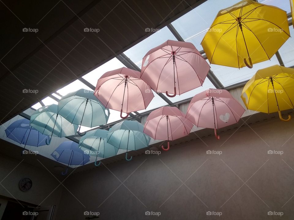 Зонт, яркие зоны, зонтики, аллея с зонтами