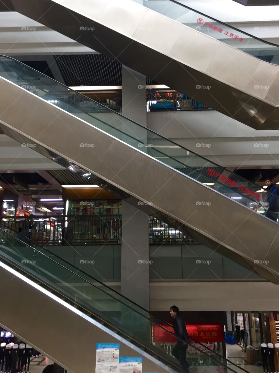 Moving staircase in a mall