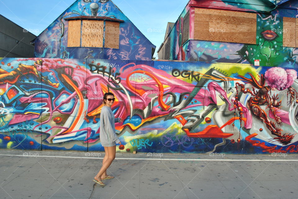 Colorful graffiti on a building at Venice beach