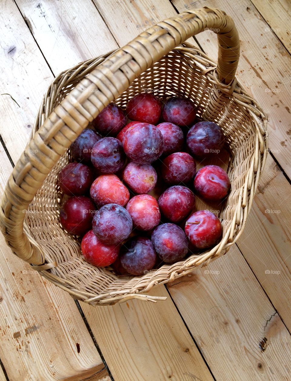 Plums in a basket