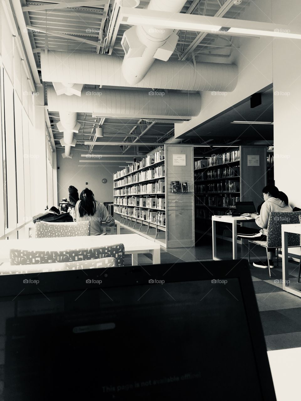 Quiet studying at the library 
