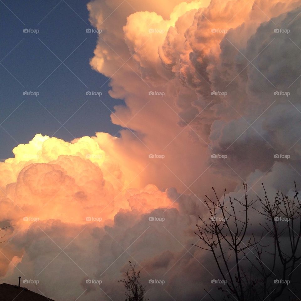 Low angle view of fluffy clouds