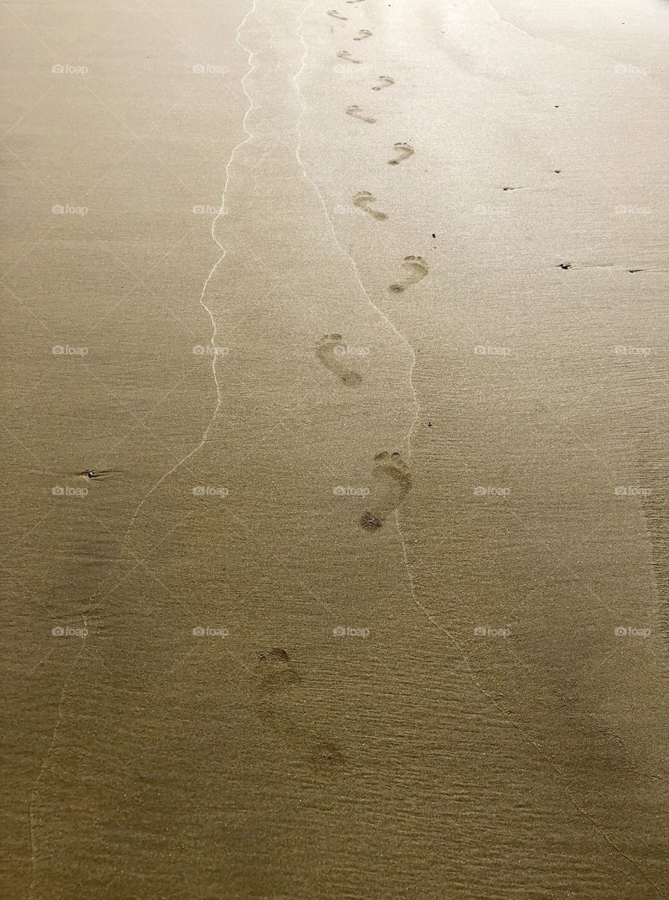 Foot steps,  footprints, beach