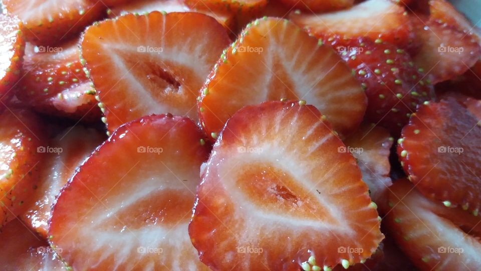 Close-up of a strawberry slice