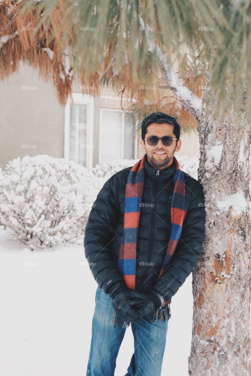 Young man in snow 