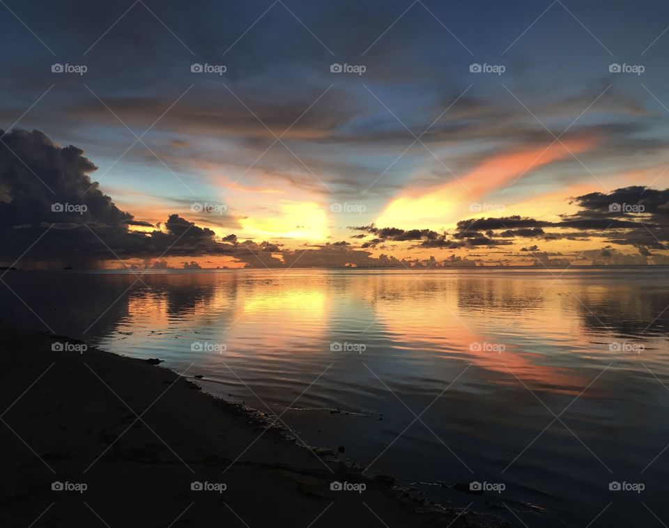 Sunset over the ocean on Saipan.