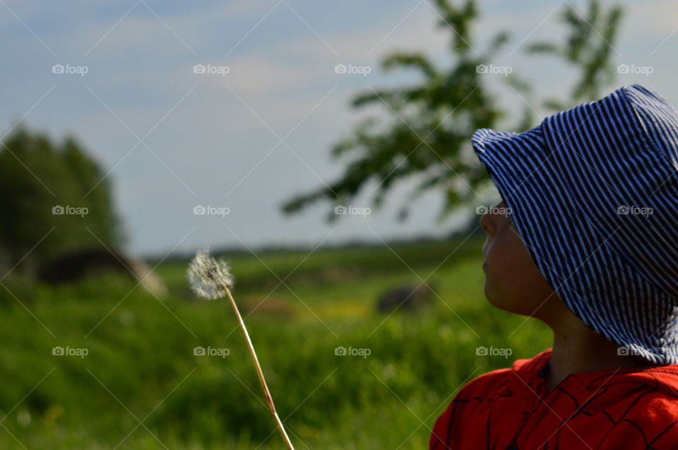 Little boy with a blower series