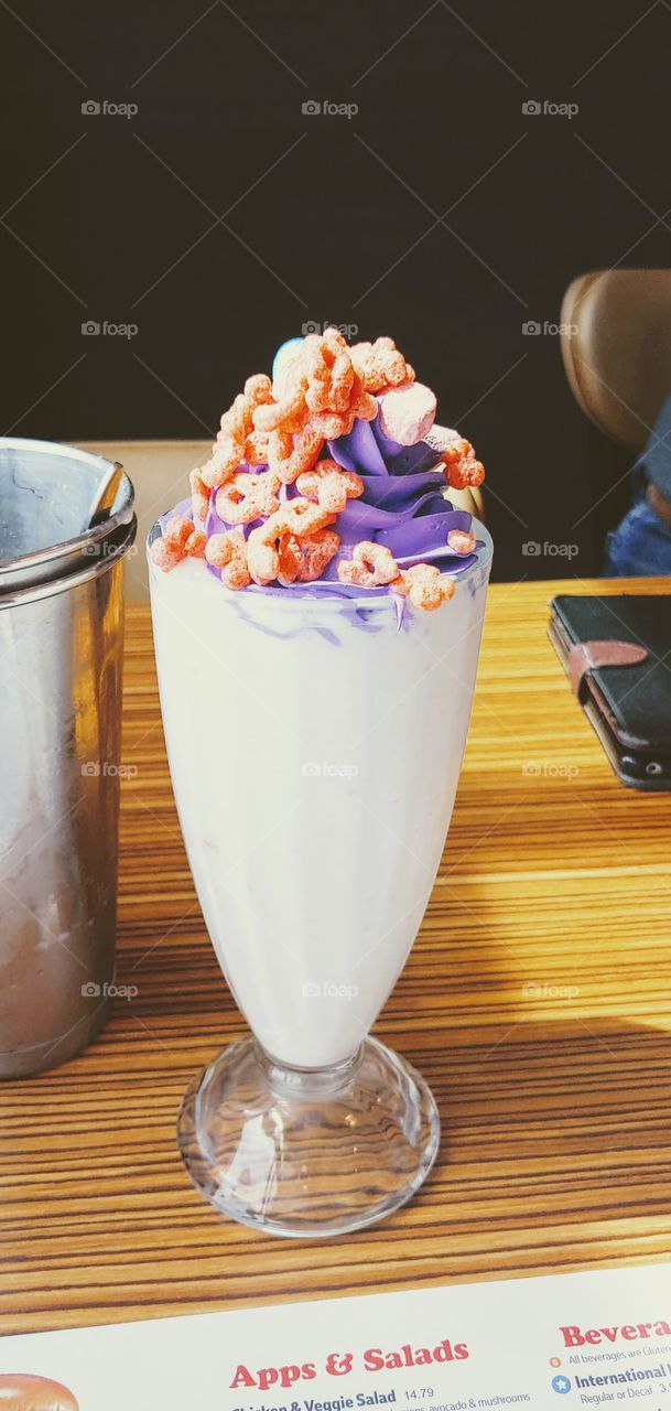 A sweet Lucky charms milk shake for enjoying your time at IHOP