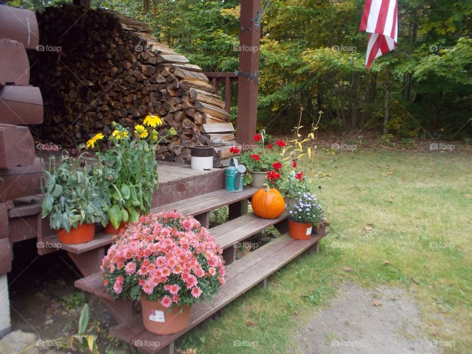 Decorated porch steps 