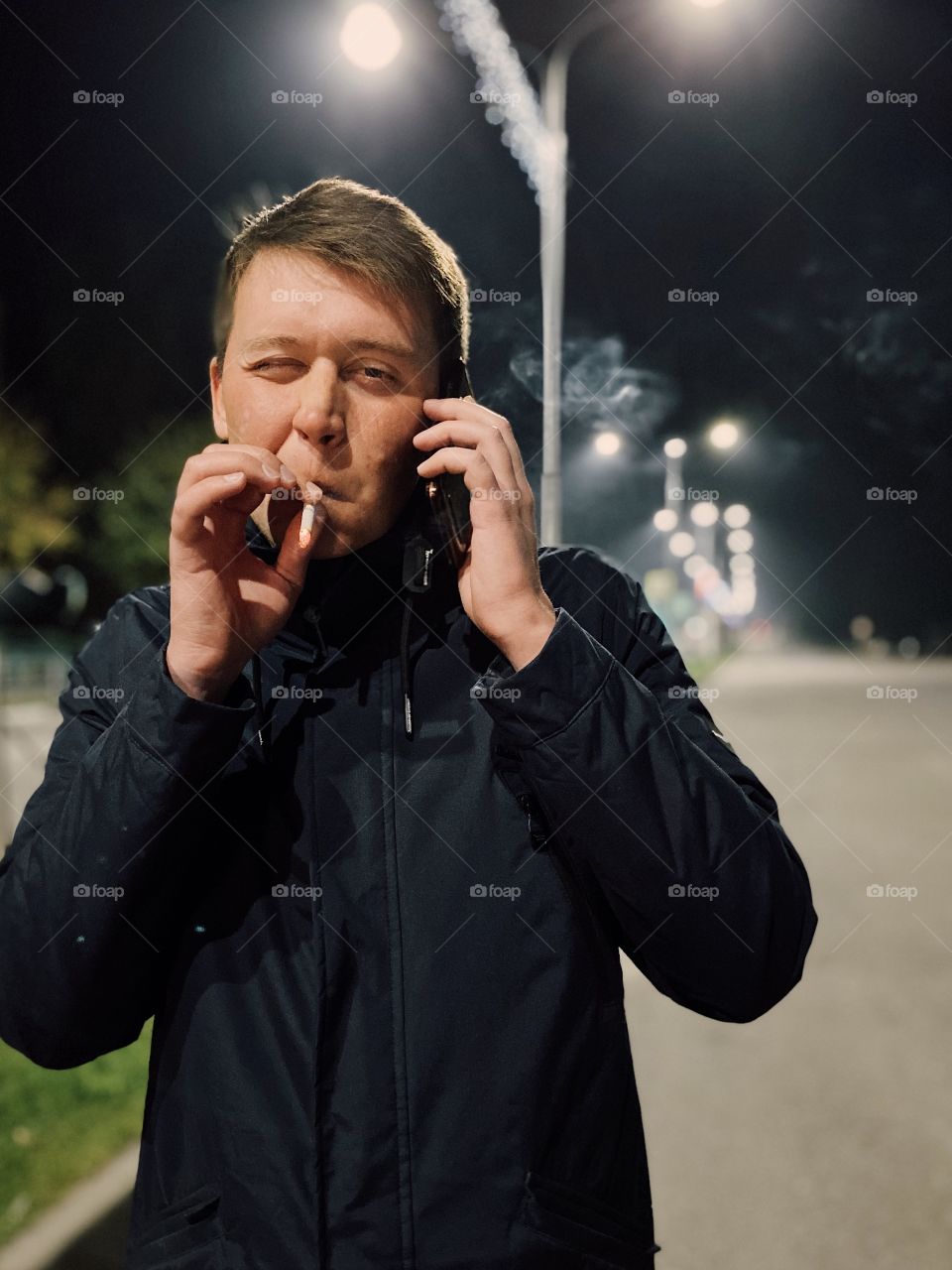 Smoking man portrait