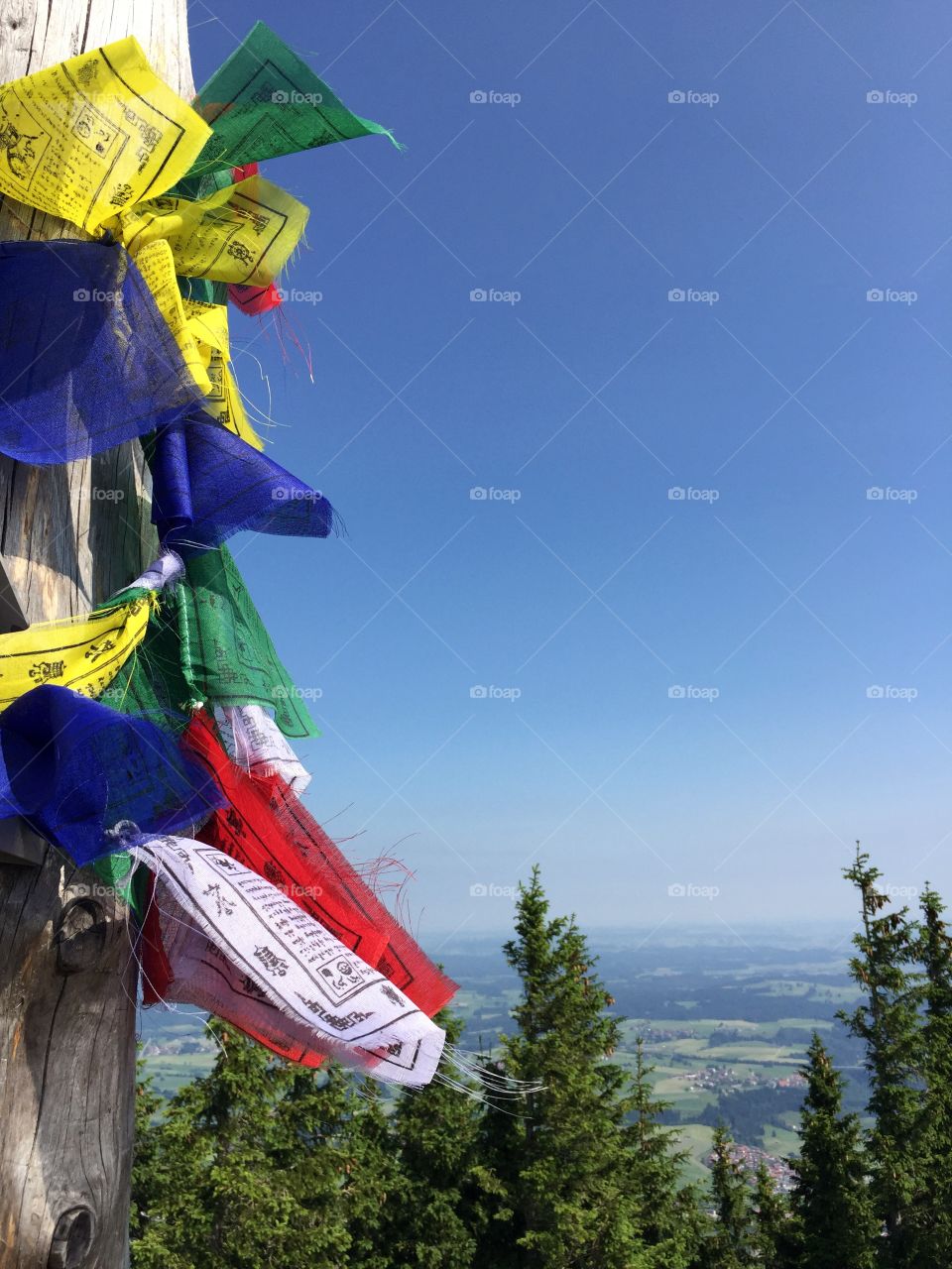 Flags on the top of a mountain 