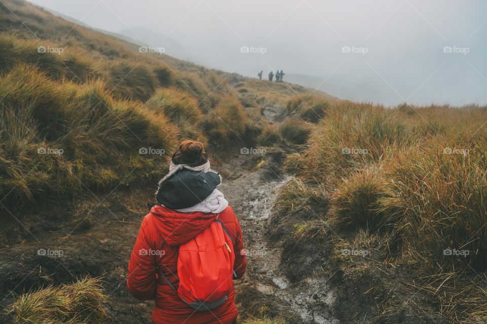 hiking into the summit