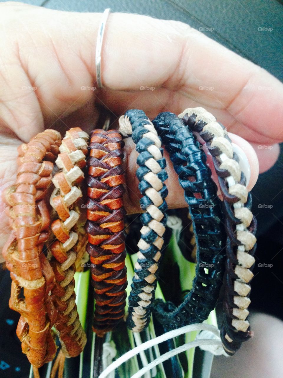 Man jewelry . A variety of leather bracelets aka man jewelry  