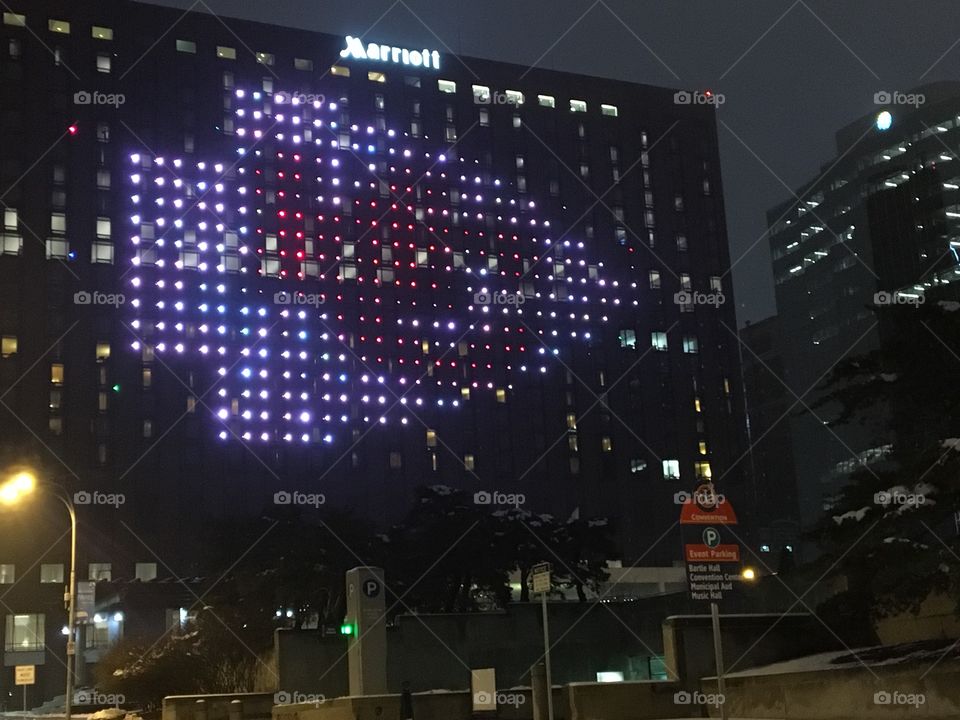 Hotel lights in the Kansas City Chiefs Arrowhead