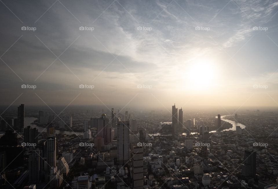 Beautiful twilight in the capital city , Bangkok Thailand