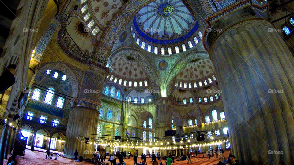 Inside the Blue Mosque, Istanbul, Turkey