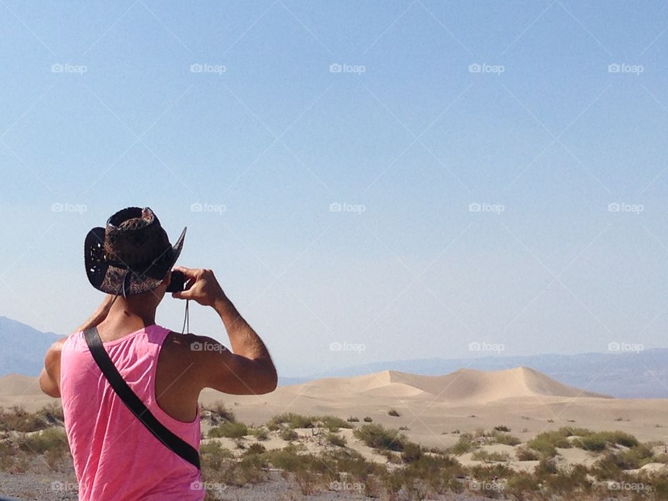 Photographer in action in the Desert 