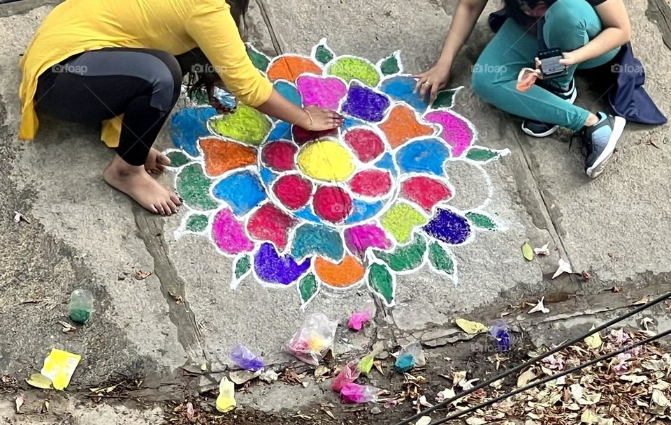 Indian Rangoli -patterns on the floor