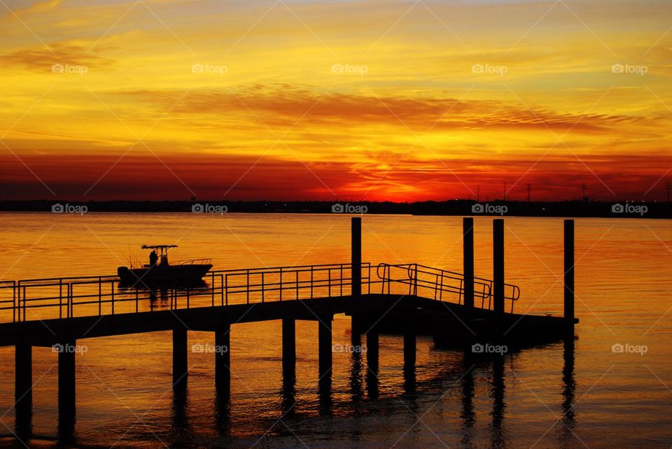 Fishing at sunset