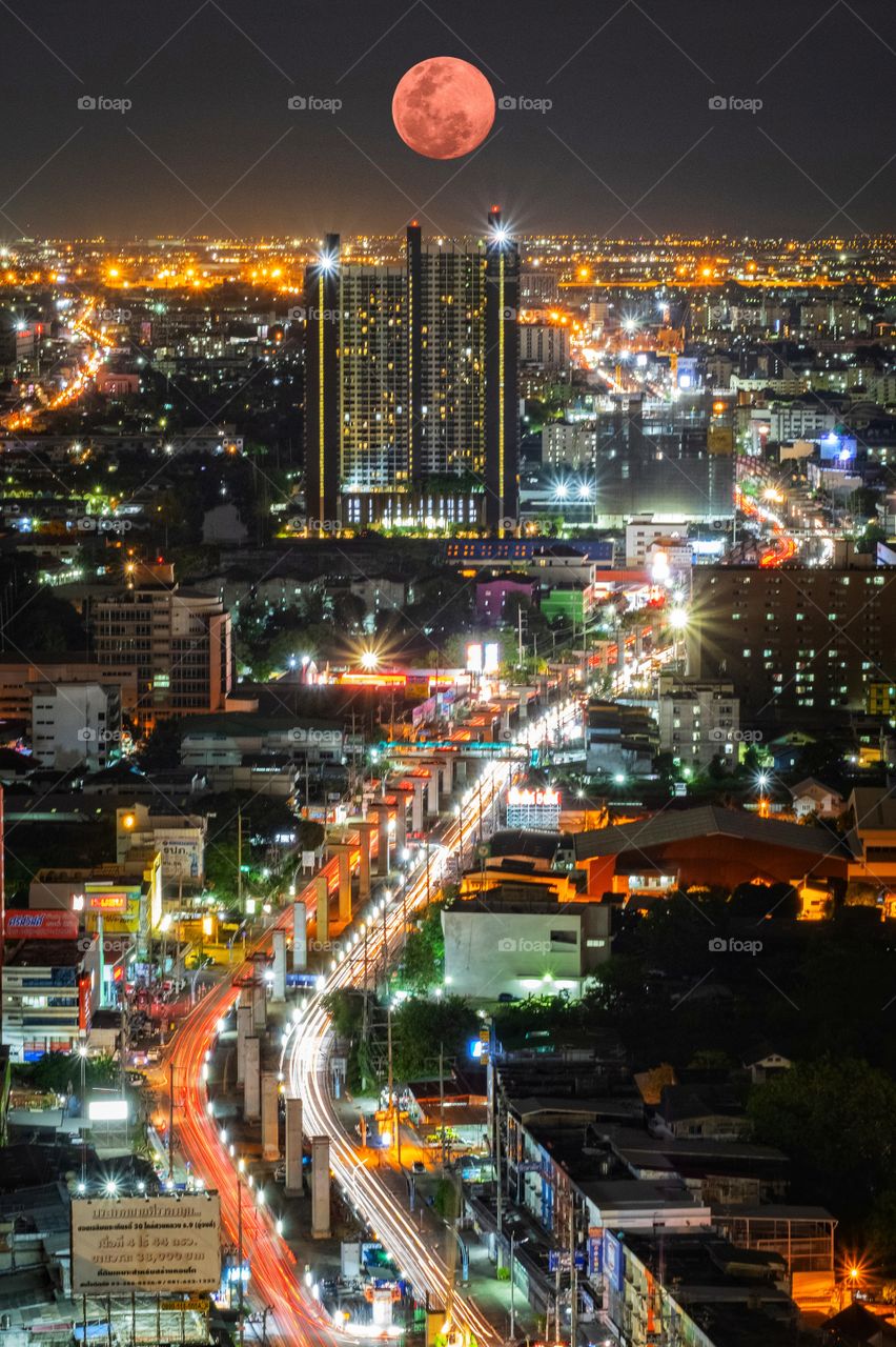 Moon and The city light