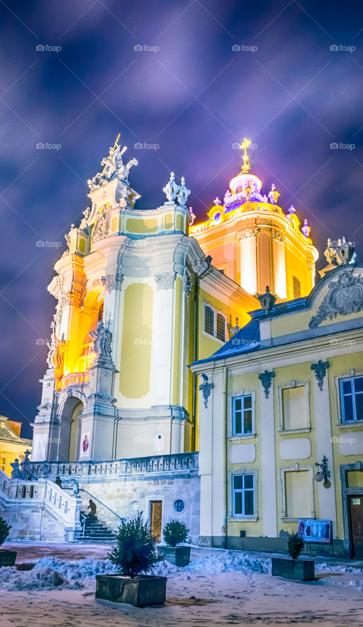 Night Lviv city scene