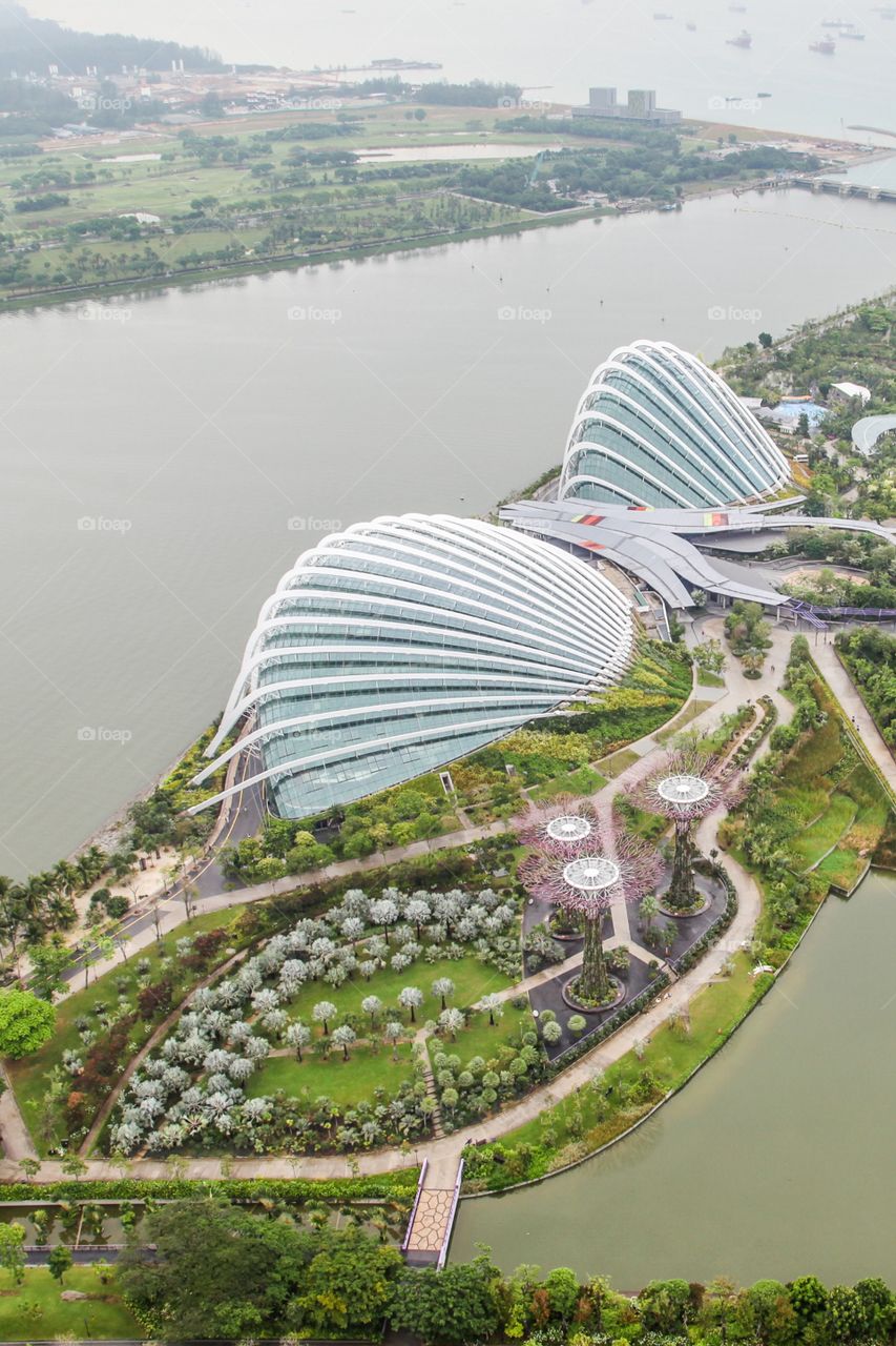 High angle view from marina bay