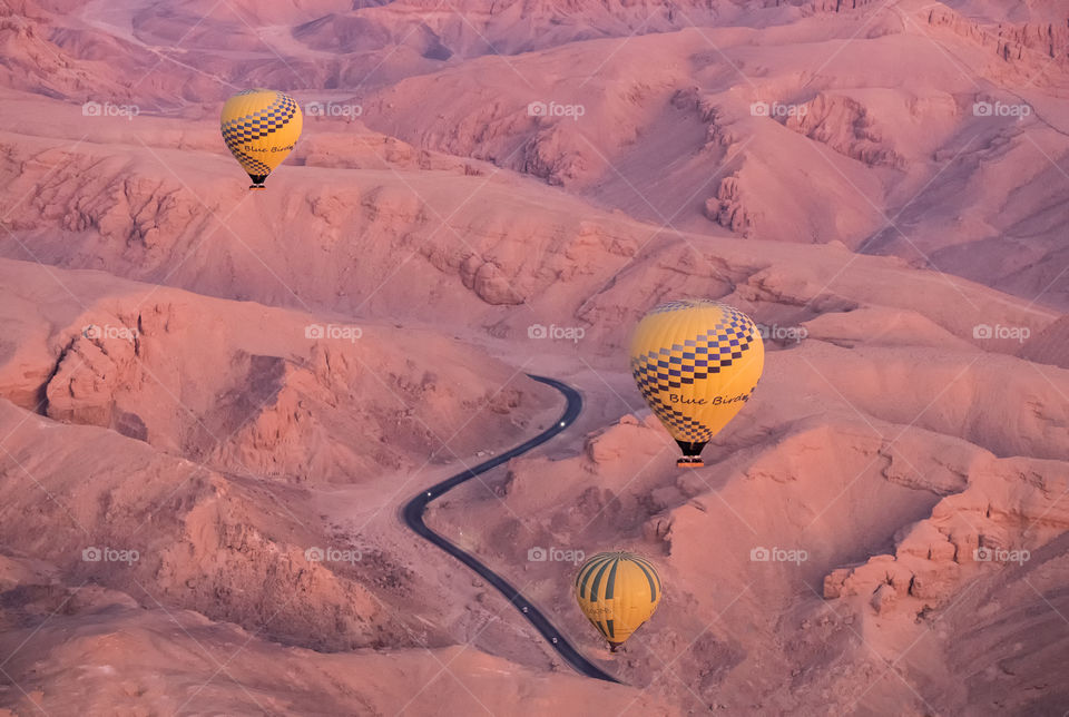 Balloon over the desert scene in Egypt