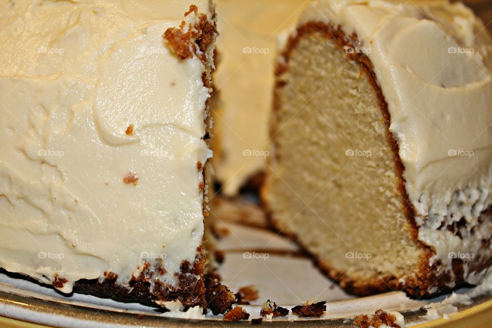 homemade pound cake with cream cheese frosting