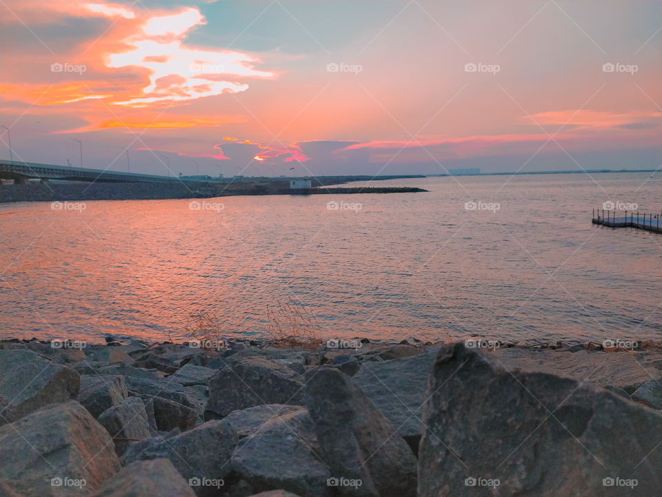 Stones and sunset in Jakarta, Indonesia