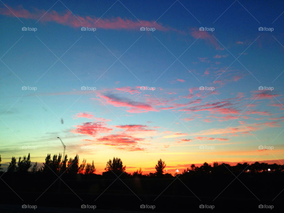 Sunset seen from car, Florida