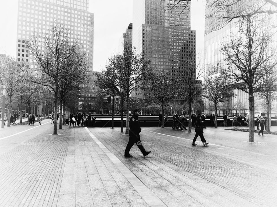 September 11 Memorial, in a winter day. A beautiful tribute to those who died on that sad day. A place for reflection, for remembrance...