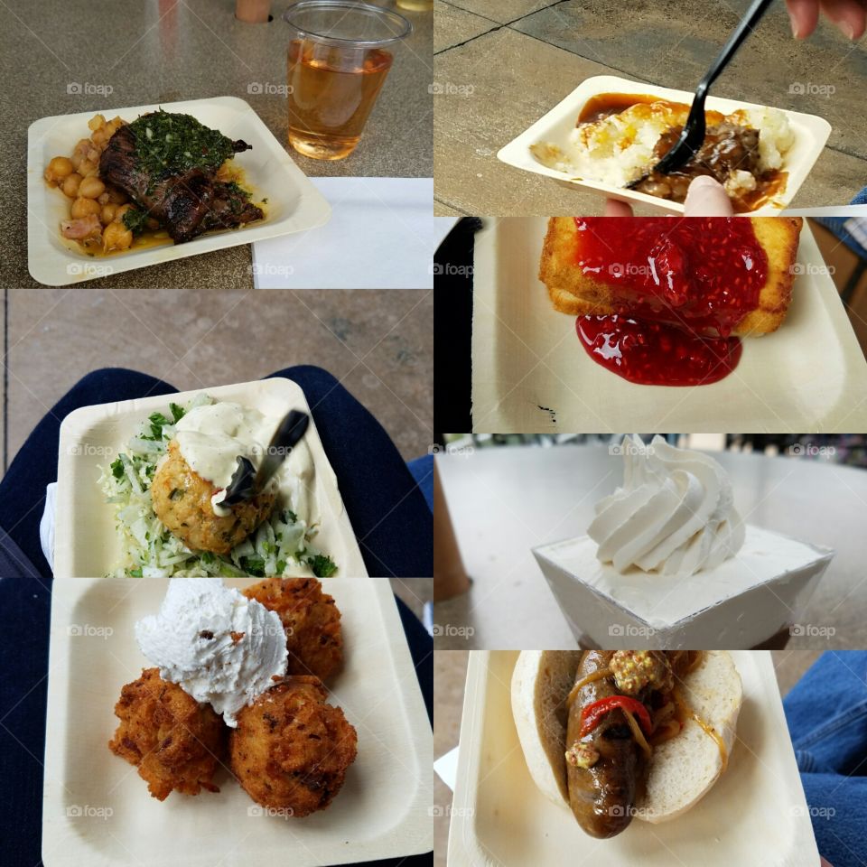 A food and wine festival collage from the inaugural Seven Seas Food and Wine Fest  at SeaWorld Orlando