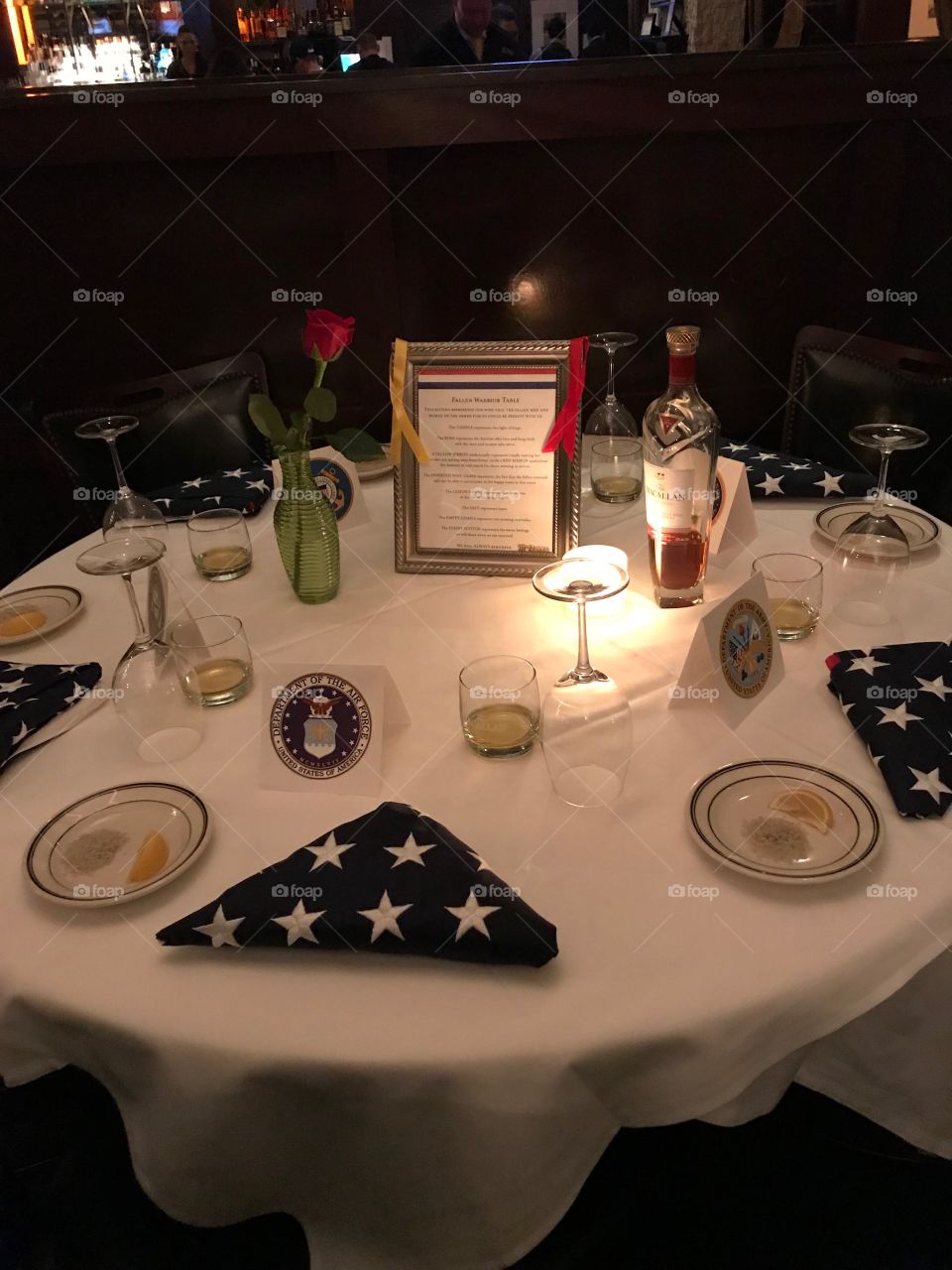 Table set in honor of Veterans Day at restaurant 