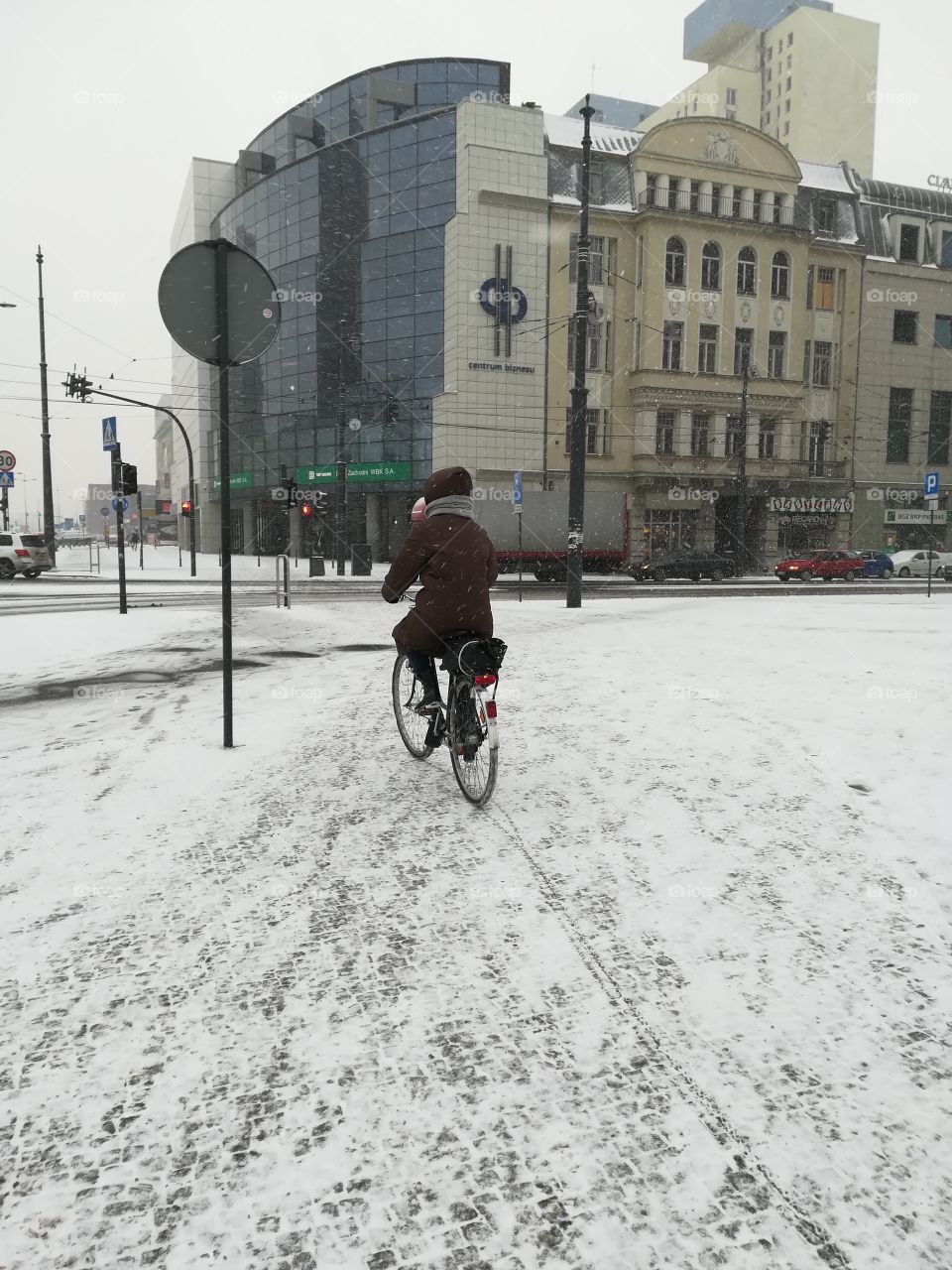 Winter biking in Łódź