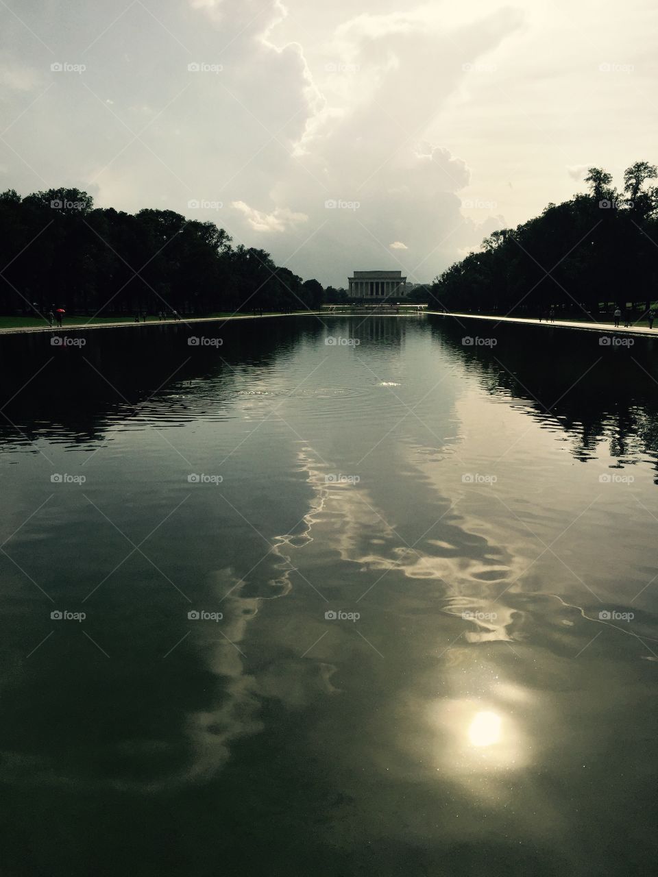 Reflections. Reflection pool with the Lincoln memorial in n the distance