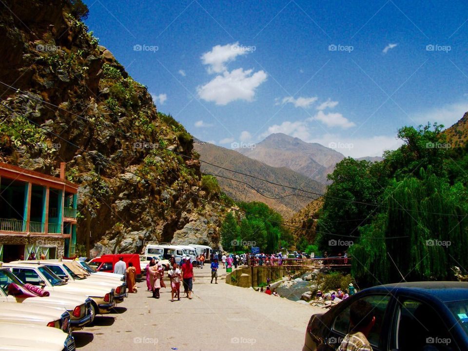 Families on day outing  at Atlas mountain morrocco  