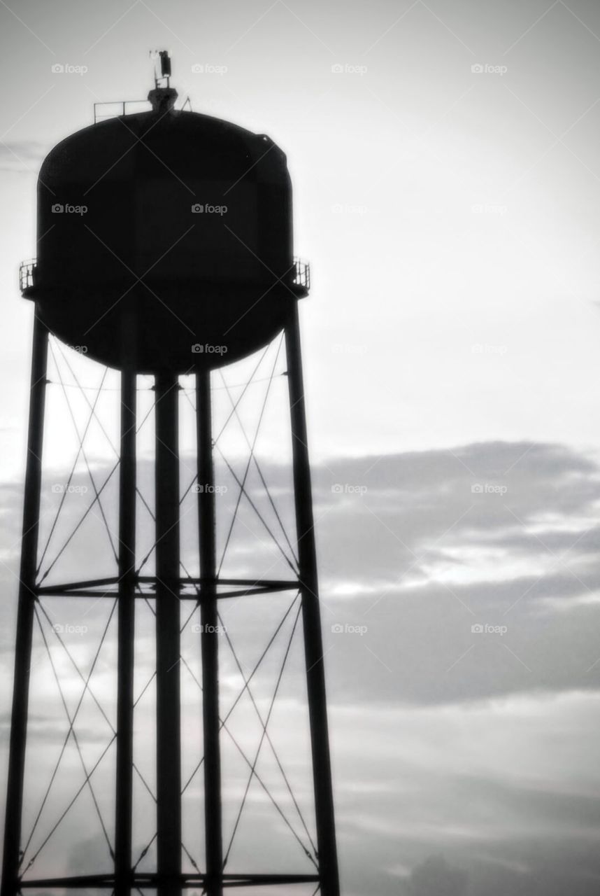 black and white water tower architecture