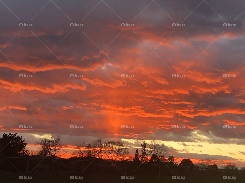 Sky on fire. Colorful sunset west of Denver.
