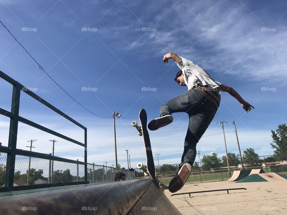 Action photography of skateboarding.