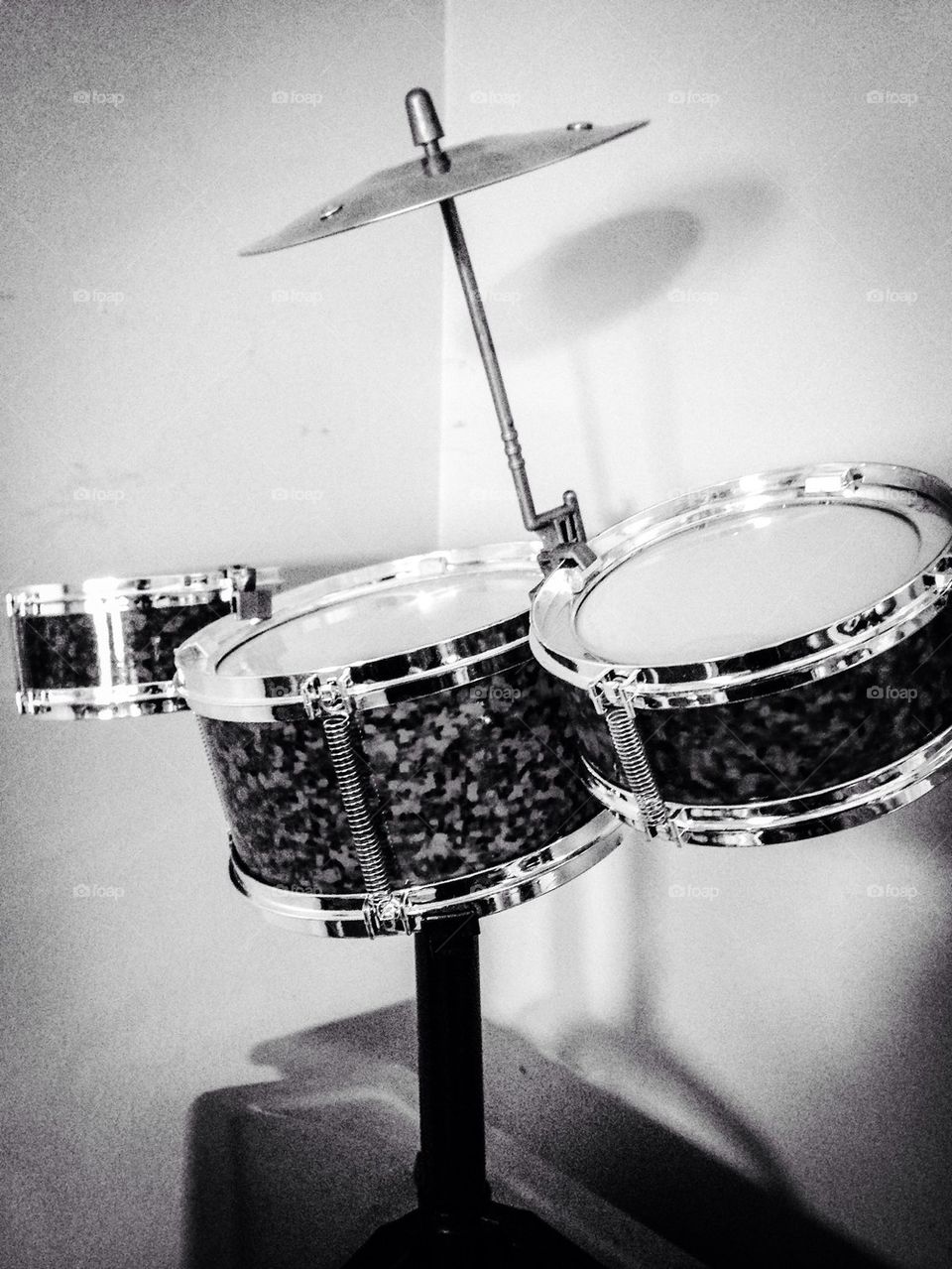 Drum set black-and-white