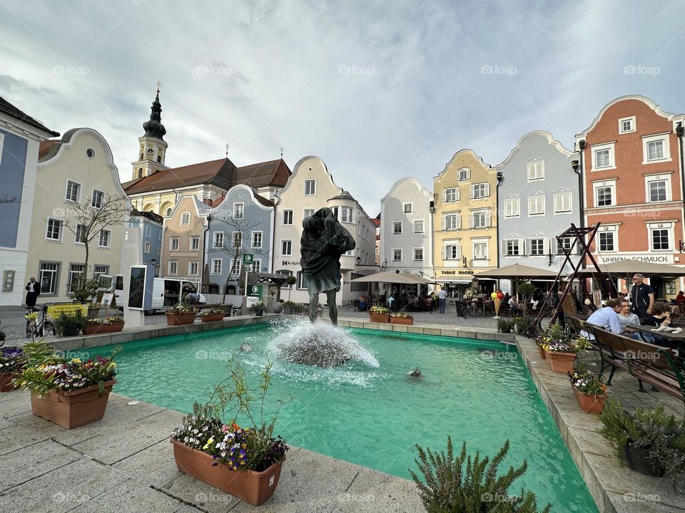 Christophorus fountain in Scharding (Austria) that symbolizes  how important water still is to the town. 