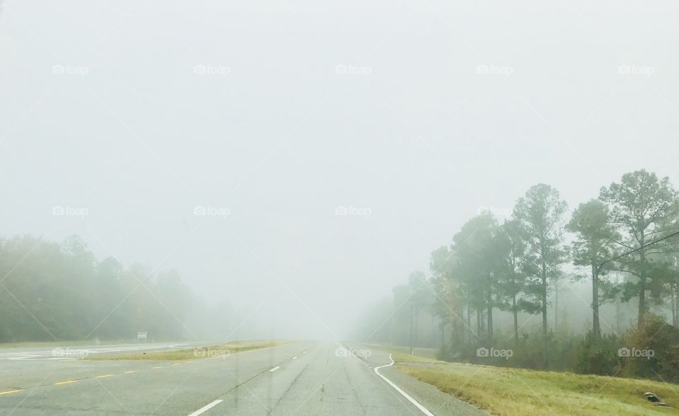 Foggy Morning Rural Commute