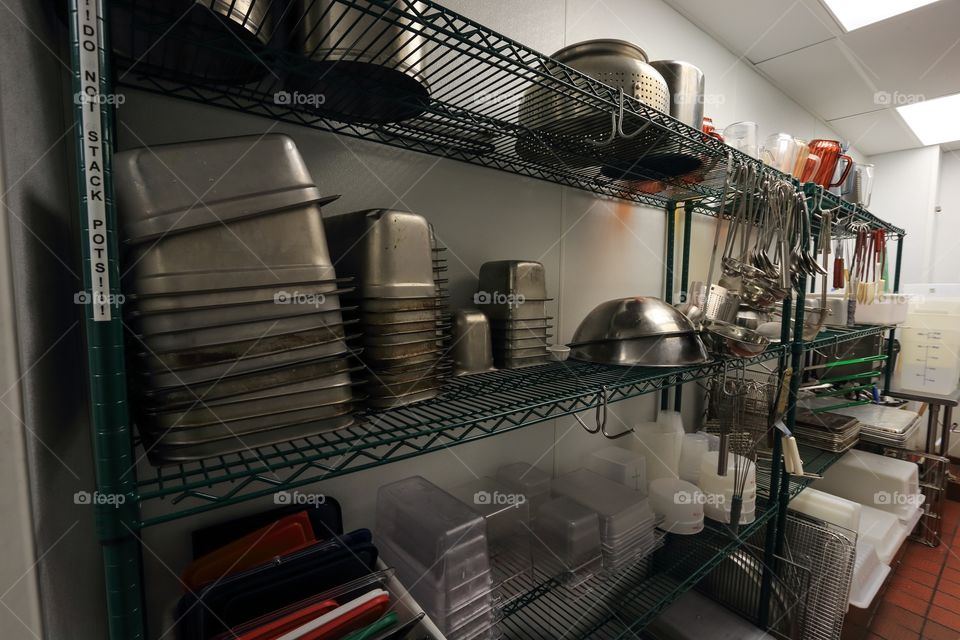 Kitchen storage inside the restaurant 