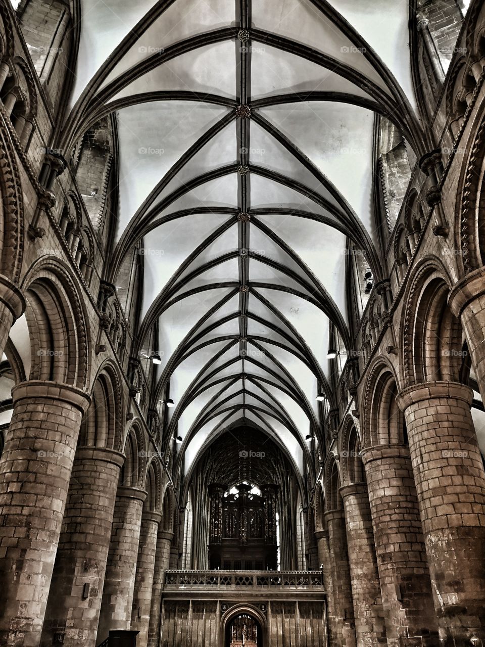 Moody Gloucester cathedral and columns