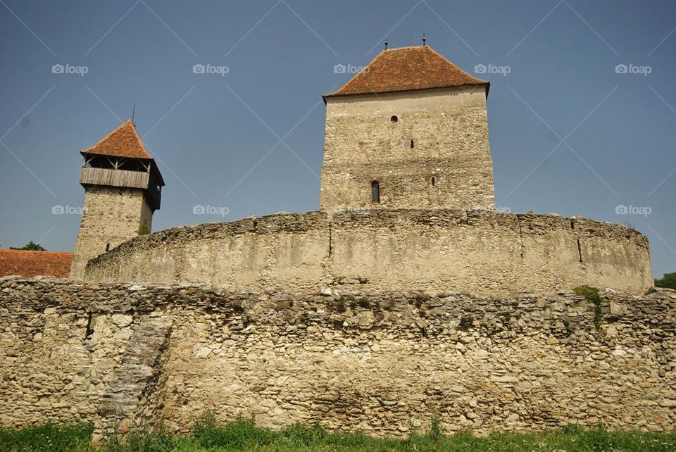 Walls of the medieval castle of Câlnic, Alba county, Romania