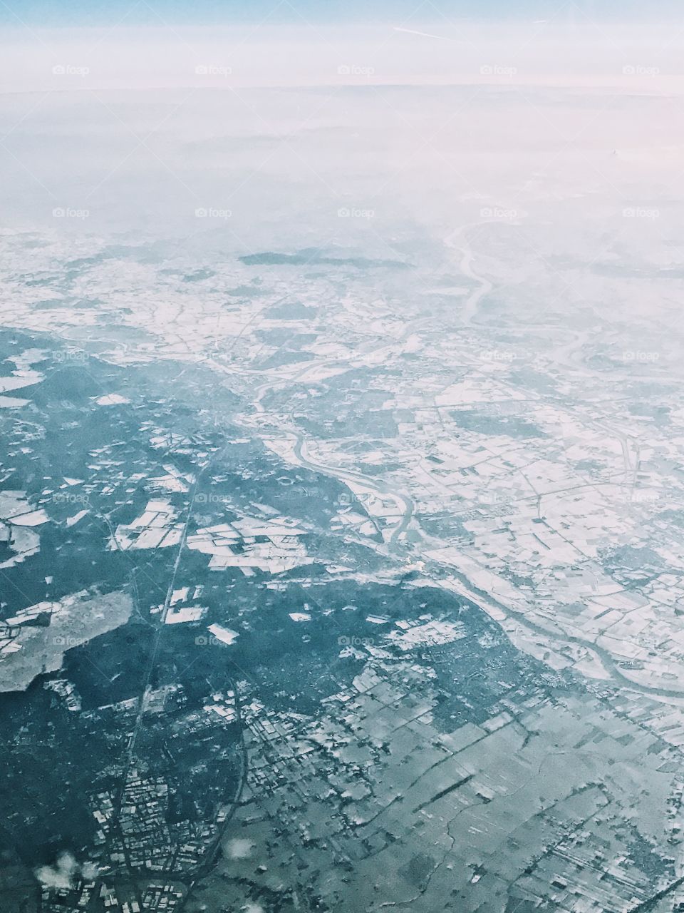 Winter landscape from the airplane 