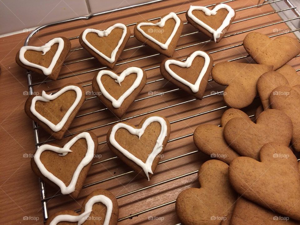 Heartshape gingerbread cookies